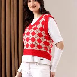 kotty Women's Trendy Sleeveless Sweater Vests – Perfect for Layering and Smart-Casual Outfits(Multicolored,M) image 2
