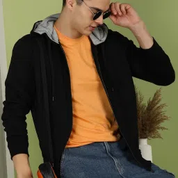 Alan Jones Clothing Men’s Solid Zipper Hooded Sweatshirt | Ribbed Hem, Lined Hood, Side Pockets, Durable Zip | Sizes S to 5XL | Multiple Colors image 3