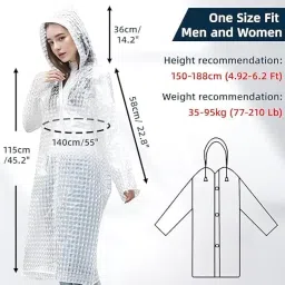 dny Rain Poncho for Adults Reusable – 1 Pack Thick EVA Waterproof Raincoat Jacket with Hood & Sleeves, 3D Hooded Travel Cape for Men & Women, Lightweight for Hiking, Camping, Festivals image 1