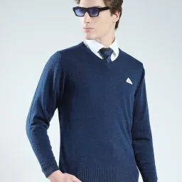 monte carlo Men Regular Fit V Neck Solid Pull On Closure Full Sleeve Pullover | Warm Knitted Sweater | Casual Winter wear | Comfortable Layering | Winter Pullover for Men's image 2