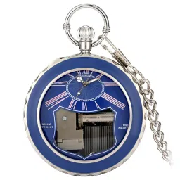 trendynest Quartz Pocket Watch Musical Movement Retro for Graduation Son Blue | Pocket Watches | Watches Parts & Accessories image 5