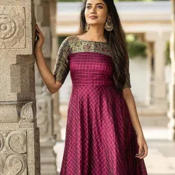 kedarfab Jacquard Woven Motiff Anarkali Gown for Women image 2