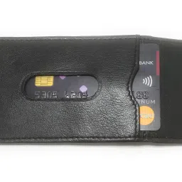 shopfork Black Leather Money Clip Wallet, Minimalist Card Holder for Men image 3