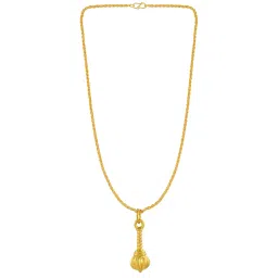 morir Gold Plated Brass Hanuman Ji Bajarangbali Gada Ghota Pendant With Chain Temple Jewellery For Unisex Adult image 4