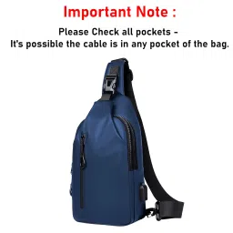 storite Small Sling Crossbody Bag for Men Women, Waterproof Backpack Shoulder Daypack Cross Body Chest Bags With USB Charger Port for Casual Travel Hiking Outdoor Sports (Blue - 31 x 17 x 8 Cm) image 2