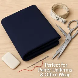 AROGMIRA Unstitched Suiting Fabric for Men | Pant Cloth Piece for Trousers, School Uniforms | Formal Wear Poly Cotton Material | Ideal for Men’s Pants & Office Suits Navy Blue (Navy Blue, 1.50 mtr) image 2