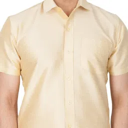 vastramay Men's Silk Blend Ethnic Shirt - Half Sleeves, South Indian Traditional Shirt for Weddings, Festivals, & Casual Wear image 2