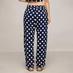 nykd Breezy Rayon Pyjama with Elasticated Waist & Pockets – Relaxed Fit & Contrast Piping – NYS142 NAVY BLUE image 4