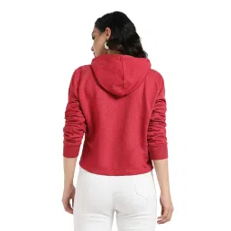 campus sutra Cotton Blend Women Hooded Sweatshirt image 2