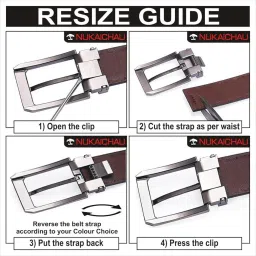 nukaichau Pin Buckle Leather Belt | Flexible Belt | Formal Belt Reversible | For Men | Easy Adjustable Size 16-46 | Colour Black/Brown | Gift Box included | KT8_920_P_BL6.74 image 3