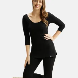 jockey 2511 Women's Soft Touch Microfiber Elastane Stretch Three Quarter Sleeve Thermal Top with Stay Warm Technology image 5