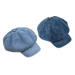 myaddiction 2Pcs Denim Newsboy Hat Soft 8 Panels Baker Flat Caps image 3