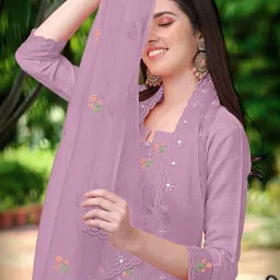 trendmalls Women's Cotton Embroidery Salwar Suit Set Kurta Pant with Dupatta Kurta Set for Women image 4