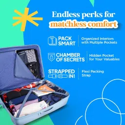 american tourister Ivy 2.0-8 Wheel, 68 CM Medium Hard PP Check-in Suitcase for Travel/Trolley Bag for Travel/Travel Bag with Combination Lock & Smooth Sliding Double Wheel - Blue Frog image 3
