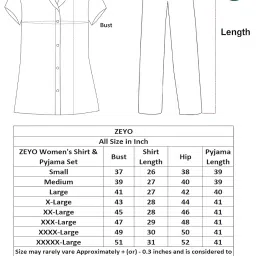 zeyo Women's Cotton Strip Printed Night Suit Set of Shirt & Pyjama 5261 image 5