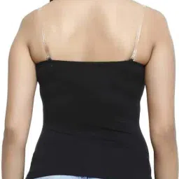 plumbury Women's Padded Cotton Adjustable Camisole with Built-in Shelf Bra (Pack of 3) Black/White/Beige, Size 28-36 image 1