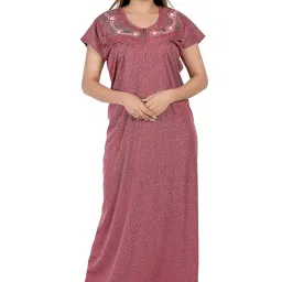 anglina Women's Half Sleeve Hosiery Cotton, Nursing, Feeding, Maternity Nighty - Zip Opening at Bust - Before and After Baby Multipurpose Night Dress image 1