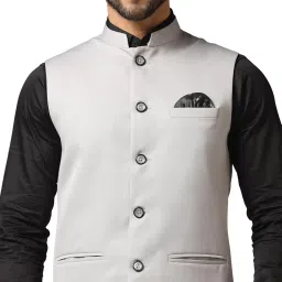 tahvo Men Nehru Jacket Traditional Cotton Blend Check Nehru Jacket image 4