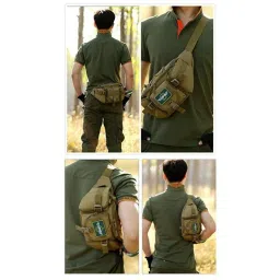 clixera Outdoor Unisex Waist Bag Tactical Military Waist Pack Chest Bag Pouch, 35 x 17 x 4 cm (Brown) image 1