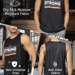 chkokko Men Gym Tank Regular Fit Tops Sports Sleeveless Vest image 1