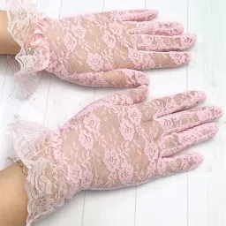 yuppin Lace Gloves Women Elegant Gloves Bridal Lace Gloves Floral Pattern Lace Gloves for Wedding Dress Evening Dress image 1
