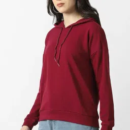van heusen Women's Hooded Solid Sweatshirt| Full Sleeve Ribbed Hem Casual winterwear image 1