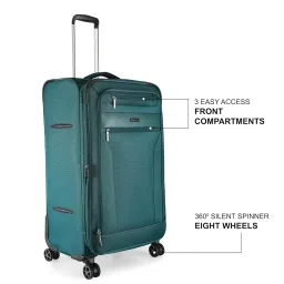 nasher miles Berlin Expander Soft-Sided Polyester Check-in Luggage 28 inch | 75cm | 8 Wheels Large Trolley Bag for Travel | Suitcase (Teal) image 2