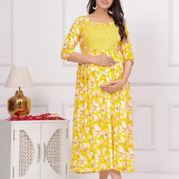 Women's Cotton Floral Maxi Maternity/Feeding Nighty/Gown image 3