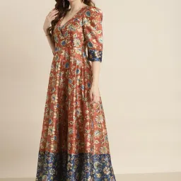 shae by sassafras Orange Floral Wrap Anarkali Maxi Dress image 2