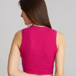 berry bird BERRY BIRD® Women's & Girls' Solid Ribbed Round Neck Collarless Sleeveless Slim Fit Simplicity Tank Tops image 1