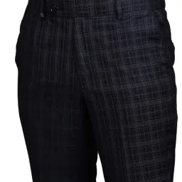 turtle Men Terry Rayon Checkered Navy Blue Party Suits (3 Piece) image 4