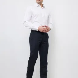 raymond Men Slim Fit Structure Pattern Poly Viscose Blend Pleatless Formal Trouser image 4