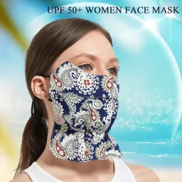 sannidhi Women Face Mask UPF 50+ Sun Protection Face Cover Extender Front Hem Design Adjustable Earloop Breathable Mask Fashion Outdoor Reuseable Cover for Cooking,Driving,Riding image 5
