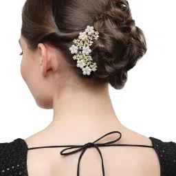 vogue hair accessories Golden And White Pearl Comb Hair Clip For Women image 1