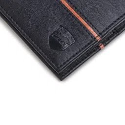 Vegan Leather Wallet for Men I 3 Card Slots I 2 Currency & Secret Compartments I 1 Coin Pocket. (Black Line) image 3