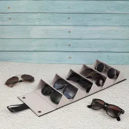 niralasa Sunglasses Organizer 5 Slots Compact Travel Glasses Case Multiple Pairs Eyeglasses Storage Box Hanging Eyewear Holder, Black image 3