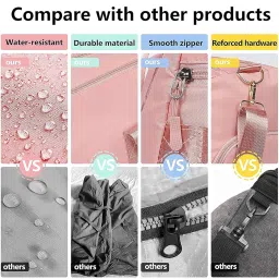 storite Nylon 46 cm Foldable Travel Duffel Bag, Sports Gym Duffle Bag, Shoulder Handbag for Women, Outdoor Weekend Bag with Shoe and Wet Clothes Compartments (Pink,46x23x23 cm) image 3