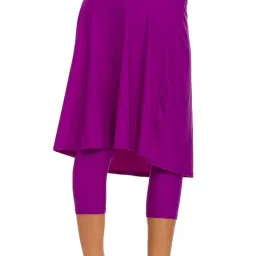 micosuza Long Swim Skirt with Attached Leggings Modest Sun Protection Sports Skirt for Women image 1