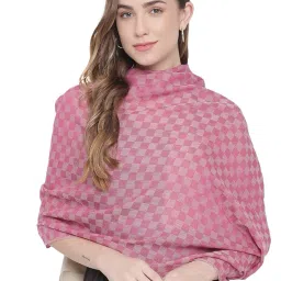 pashtush Womens Fine Wool Stole, Checkered Weave, Soft and Warm image 2