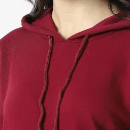 van heusen Women's Hooded Solid Sweatshirt| Full Sleeve Ribbed Hem Casual winterwear image 3