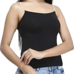 plumbury Women's Padded Cotton Adjustable Camisole with Built-in Shelf Bra (Pack of 3) Black/White/Beige, Size 28-36 image 2