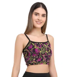 crevox Neon Printed Padded Sports Crop Top for Womens image 1