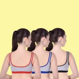 bruchi club Women Sports Bra Non Padded Cotton Full Coverage Bra for Gym, Workout,Yoga Antimicrobial & Anti Bacterial Slip On Stretch Sporta Bra for Women (Pack of 3) image 2