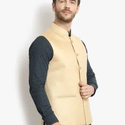 vastraa fusion Men Cotton-Blended Export-Quality Indian Traditional Nehru Jacket/Modi Ethnic Waistcoat (Light Sky Blue) image 2