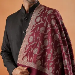 pashmoda Men Kaani Stole, Authentic Kashmiri Luxury Pashmina Style Shawl, Stole, Small Size Gents Lohi, Size 28x80 Inches. image 3