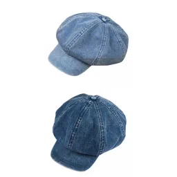 myaddiction 2Pcs Denim Newsboy Hat Soft 8 Panels Baker Flat Caps image 1