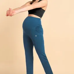 zelena Maternity Track Pants for Women with Pockets | 100% Cotton Pre & Post Pregnancy Trousers for Pregnant Woman | Maternity Pants for Office Wear for Mothers image 5