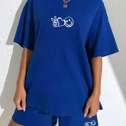 kshs Women's Cotton Printed Night Suit Set of Top & Shorts image 1