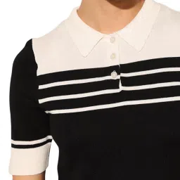 only Women Striped Polo Collar T-Shirt image 3