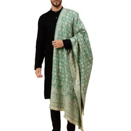 tweedle Men’s Jamawar Weave Warm and Soft Woolen Shawl/Stole with All Over Floral image 5